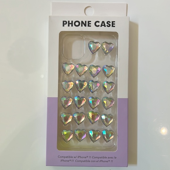 Compatible w/ iPhone 11 SHINY CLEAR / RAINBOW HEART METALLIC PHONE CASE! π€ π€ - Picture 6 of 15